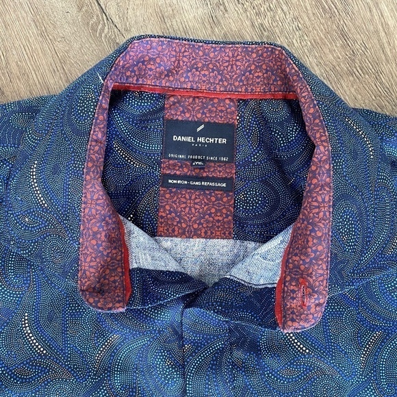 DANIEL Hechter Paris Long Sleeve Button Down Shirt, Blue Paisley, 2XL - Picture 4 of 16